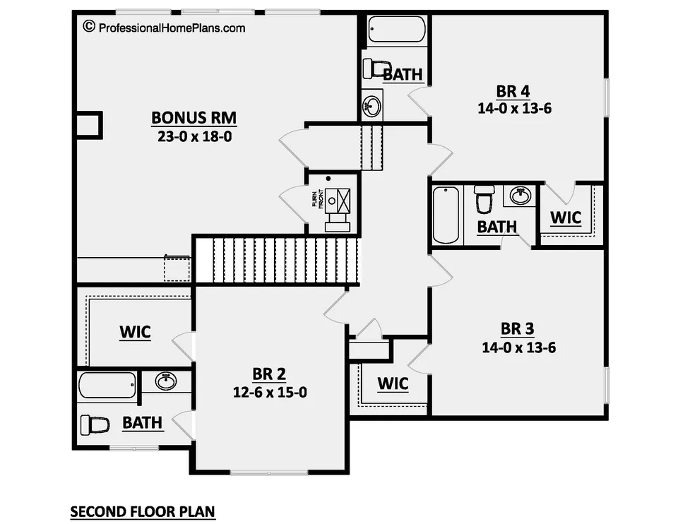The Briarwood second level floor plan